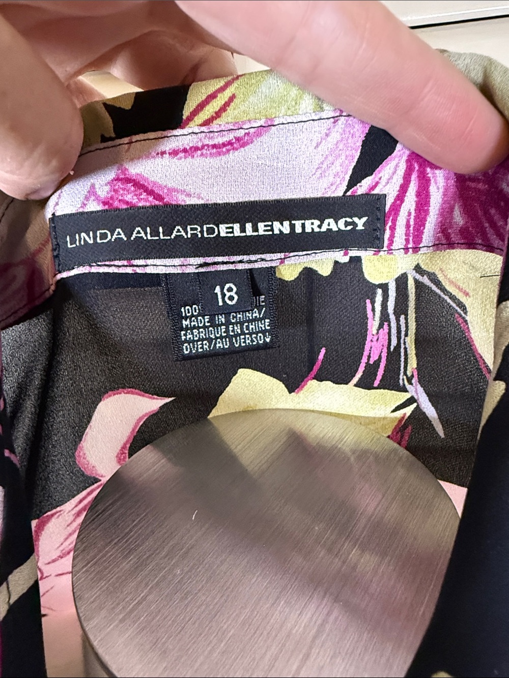 Linda Allard Ellen Tracy Vintage 90s Silk Floral Blouse Size 18 Perfect - Picture 2 of 5